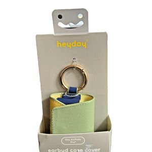 Heyday Apple AirPods Pro Leather Case Cover with Clip - Green/Yellow/Blue